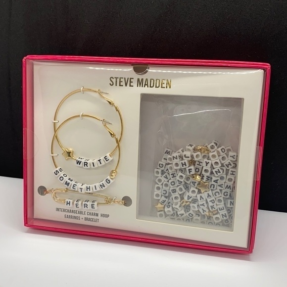 Steve Madden Jewelry - 𝅺hopped Earings and bracelet with letter Characters